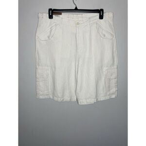 J.PETERMAN Shorts Men 38 x 11 Beige Cotton Linen Cargo Pocket Casual